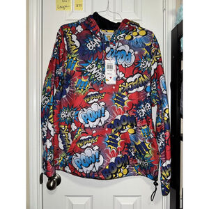 Men's Drill Clothing Co. Red Multi-color Comic Print Hoodie XL